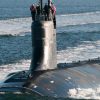 PUGET SOUND, Wash. (Sept. 11, 2017) The Seawolf-class fast-attack submarine USS Jimmy Carter (SSN 23) transits the Hood Canal as the boat returns home to Naval Base Kitsap-Bangor. Jimmy Carter is the last and most advanced of the Seawolf-class attack submarines, which are all homeported at Naval Base Kitsap. (U.S. Navy photo by Lt. Cmdr. Michael Smith/Released)