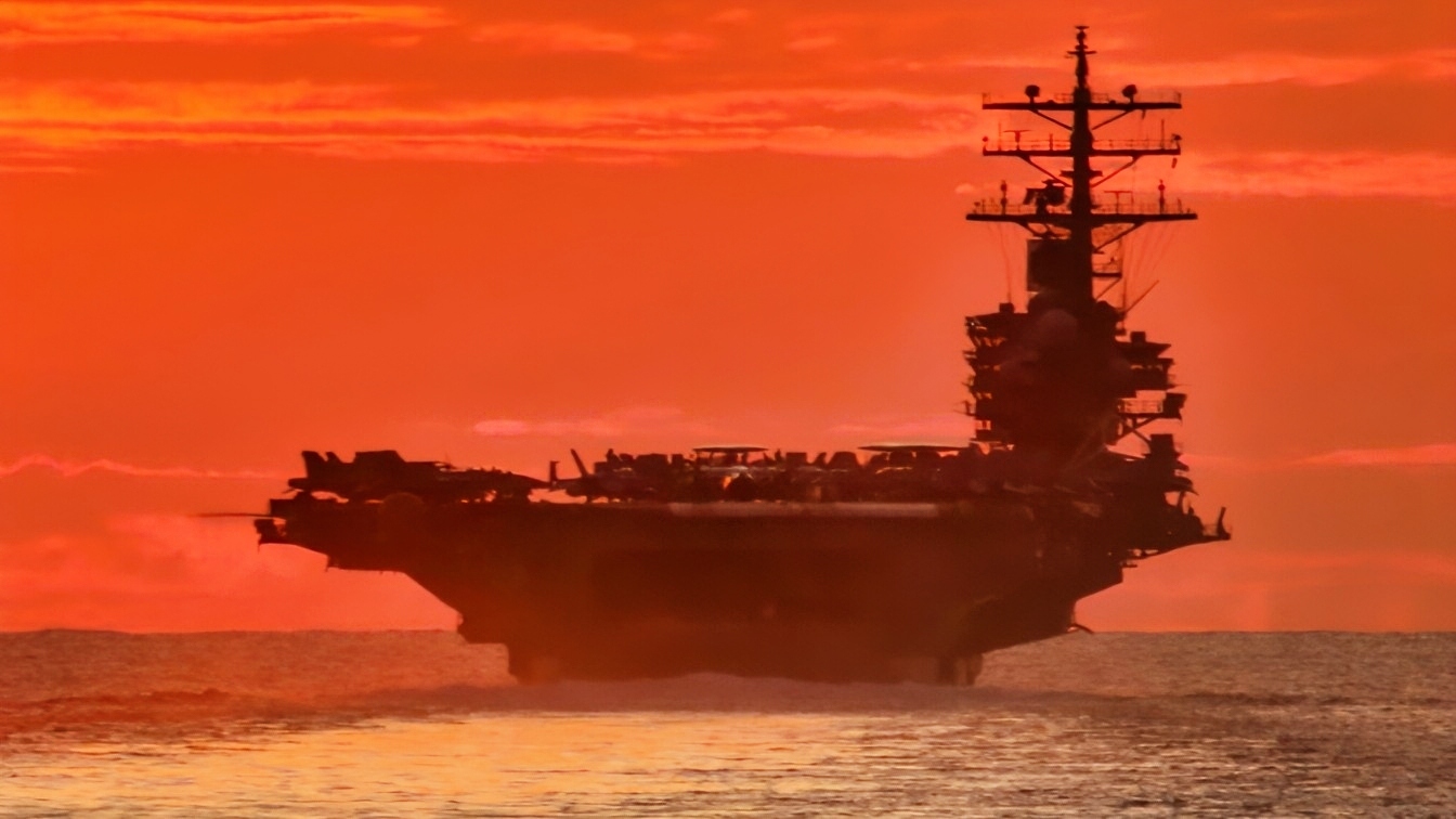 210618-N-JW440-2053 STRAIT OF MALACCA (June 18, 2021) As seen from the Ticonderoga-class guided-missile cruiser USS Shiloh (CG 67), the Navy’s only forward-deployed aircraft carrier USS Ronald Reagan (CVN 76) transits the Strait of Malacca with the Arleigh Burke-class guided missile destroyer USS Halsey (DDG 97). The ships are part of Task Force 70/Carrier Strike Group 5, conducting underway operations in support of a free and open Indo-Pacific. (U.S. Navy Photo by Mass Communication Specialist 1st Class Rawad Madanat)