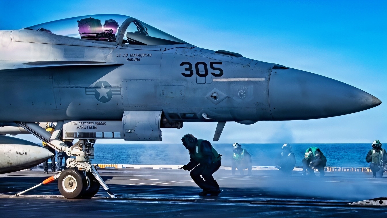 An F/A-18E Super Hornet, attached to the “Kestrels” of Strike Fighter Squadron (VFA) 137, prepares to launch from the flight deck of the Nimitz-class aircraft carrier USS Nimitz (CVN 68) in the Pacific Ocean, April 22, 2026. Nimitz is deployed as part of Southern Seas 2026 which seeks to enhance capability, improve interoperability, and strengthen maritime partnerships with countries throughout the region through joint, multinational and interagency exchanges and cooperation.