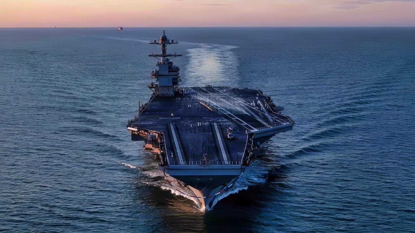 NORFOLK, Va. (May 16, 2026) USS Gerald R. Ford (CVN 78) returned to Naval Station Norfolk, May 16, 2026, following a historic 11-month deployment to U.S. 2nd, 4th, 5th, and 6th Fleets as part of the Gerald R. Ford Carrier Strike Group. Before returning to Norfolk after 326 days, the Gerald R. Ford crew conducted 23 replenishments-at-sea and sailed over 57,713 nautical miles. Embarked Carrier Air Wing 8 logged more than 5,760 flight hours and 12,200 flight launches. (U.S. Navy photo by Mass Communication Specialist 2nd Class Mike Shen)