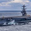 Pre-Commissioning Unit John F. Kennedy (CVN 79) transits the Atlantic Ocean during Builder's Sea Trials, Jan. 28, 2026. Builder’s Trials provide an opportunity to test ship systems and components at sea for the first time, and make required adjustments prior to additional underway testing. (U.S. Navy photo by Mass Communication Specialist 2nd Class Kaitlin Young)