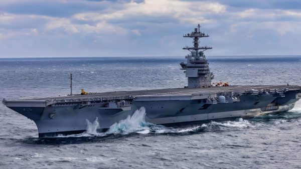 Pre-Commissioning Unit John F. Kennedy (CVN 79) transits the Atlantic Ocean during Builder's Sea Trials, Jan. 28, 2026. Builder’s Trials provide an opportunity to test ship systems and components at sea for the first time, and make required adjustments prior to additional underway testing. (U.S. Navy photo by Mass Communication Specialist 2nd Class Kaitlin Young)