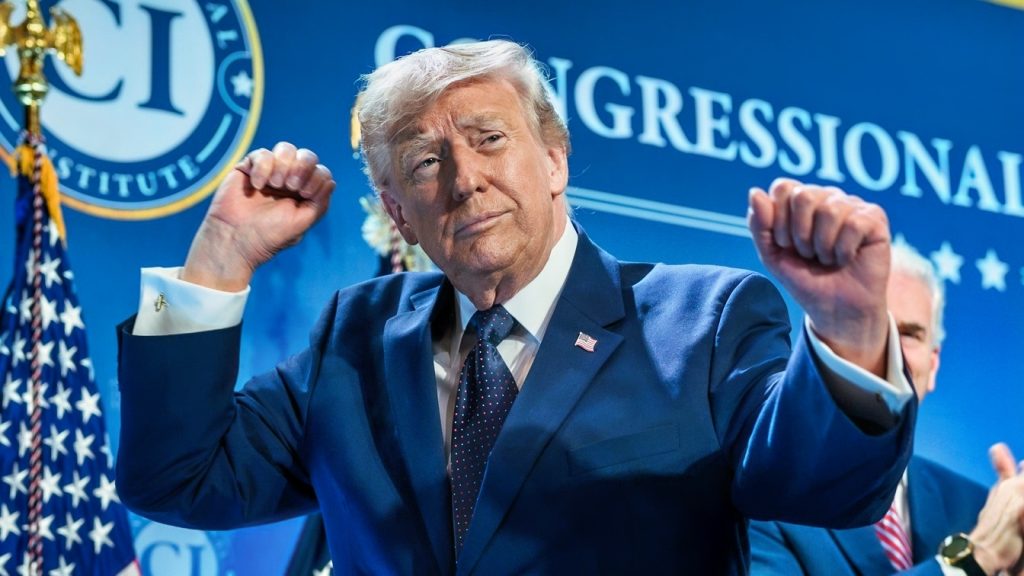President Donald J. Trump delivers remarks at the Republican Members Issues Conference at Trump National Doral Miami, Monday, March 9, 2026, in Miami, Florida. (Official White House Photo by Molly Riley)