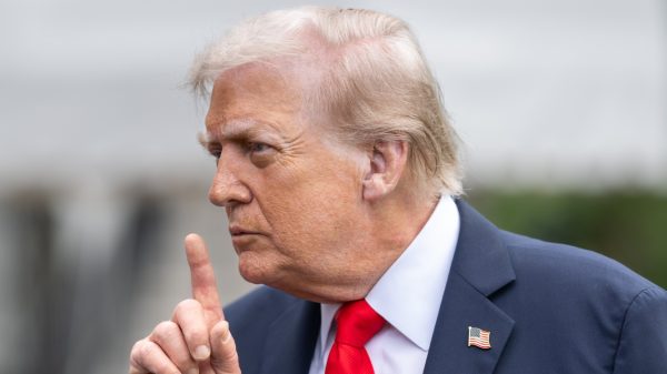 The President departs the White House and gaggles with the press on the South Lawn before boarding HMX-1 to begin traveling to the United Kingdom on Tuesday, September 15th, 2025. (Official White House Photo by Harrison Koeppel)