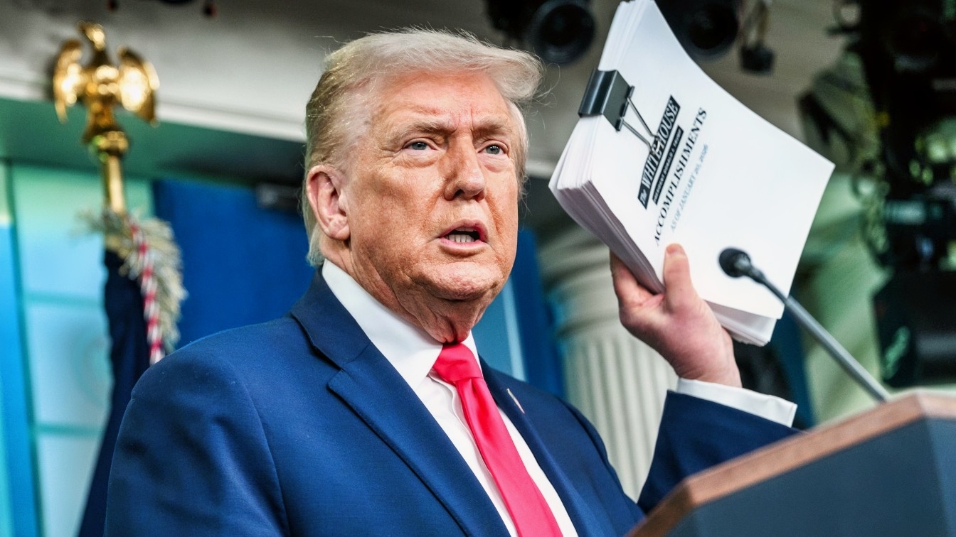 President Donald Trump addresses members of the media in the James S. Brady Press Briefing Room, Tuesday, January 20, 2026. (Official White House Photo by Joyce N. Boghosian)