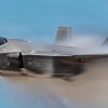 An F-35 Lightning II executes a high speed pass during the Fiesta of Flight airshow at Laughlin Air Force Base, Texas, March 28, 2026. The fifth-generation fighter showcases advanced stealth and multi-role capabilities. (U.S. Air Force photo by Airman 1st Class Harrison Sullivan)