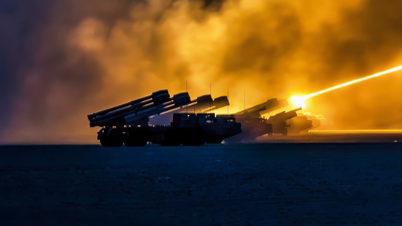 U.S. Soldiers assigned to the 65th Field Artillery Brigade, and soldiers from the Kuwait Land Forces fire their High Mobility Artillery Rocket Systems (U.S.) and BM-30 Smerch rocket systems (Kuwait) during a joint live-fire exercise, Jan. 8, 2019, near Camp Buehring, Kuwait. The U.S. and Kuwaiti forces train together frequently to maintain a high level of combat readiness and to maintain effective communication between the two forces. (U.S. Army photo by Sgt. James Lefty Larimer)