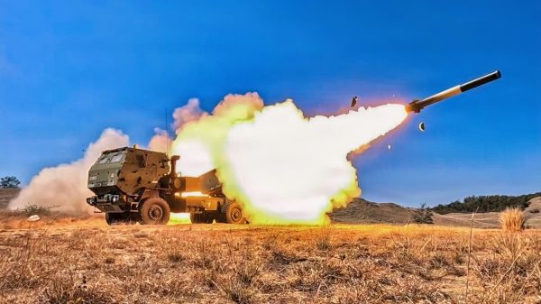 U.S. Soldiers assigned to 2-11 Long Range Fires Battalion, 25th Infantry Division Artillery, fire a High Mobility Artillery Rocket System during a counter-landing live-fire exercise as part of Exercise Balikatan 2026 at La Paz Sand Dunes, Laoag City, Philippines, May 4, 2026. Balikatan is a longstanding annual exercise between the Armed Forces of the Philippines and U.S. military that represents the strength of our alliance, improves our capable combined force, and demonstrates our commitment to regional peace and prosperity. (U.S. Army photo by Sgt. Duke Edwards)