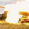 A High Mobility Artillery Rocket System (HIMARS) with the 1st Battalion, 181st Field Artillery Regiment fires toward a designated target at Yausubetsu Training Area, Hokkaido, Japan on Sept. 20, 2023. U.S. Army soldiers and Japan Ground Self-Defense Force (JGSDF) members participated in showcasing their artillery prowess in front of VIPs and dignitaries. (Photo by U.S. Army National Guard Staff Sgt. Ryan S. Gay)
