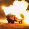 U.S. Marines with 1st Battalion, 11th Marine Regiment, fire a M142 High Mobility Artillery Rocket System (HIMARS), a truck mounted multiple-rocket launcher system, during exercise Steel Knight at Marine Corps Base Camp Pendleton, Calif., Dec. 13, 2012. The battalion conducted this historic live-fire exercise, simultaneously utilizing HIMARS, M777 Lightweight Howitzer and Expeditionary Fire Support System. This is the first time all three artillery weapons systems were fired during the same exercise. (DoD photo by LCpl Joseph Scanlan, U.S. Marine Corps/Released)