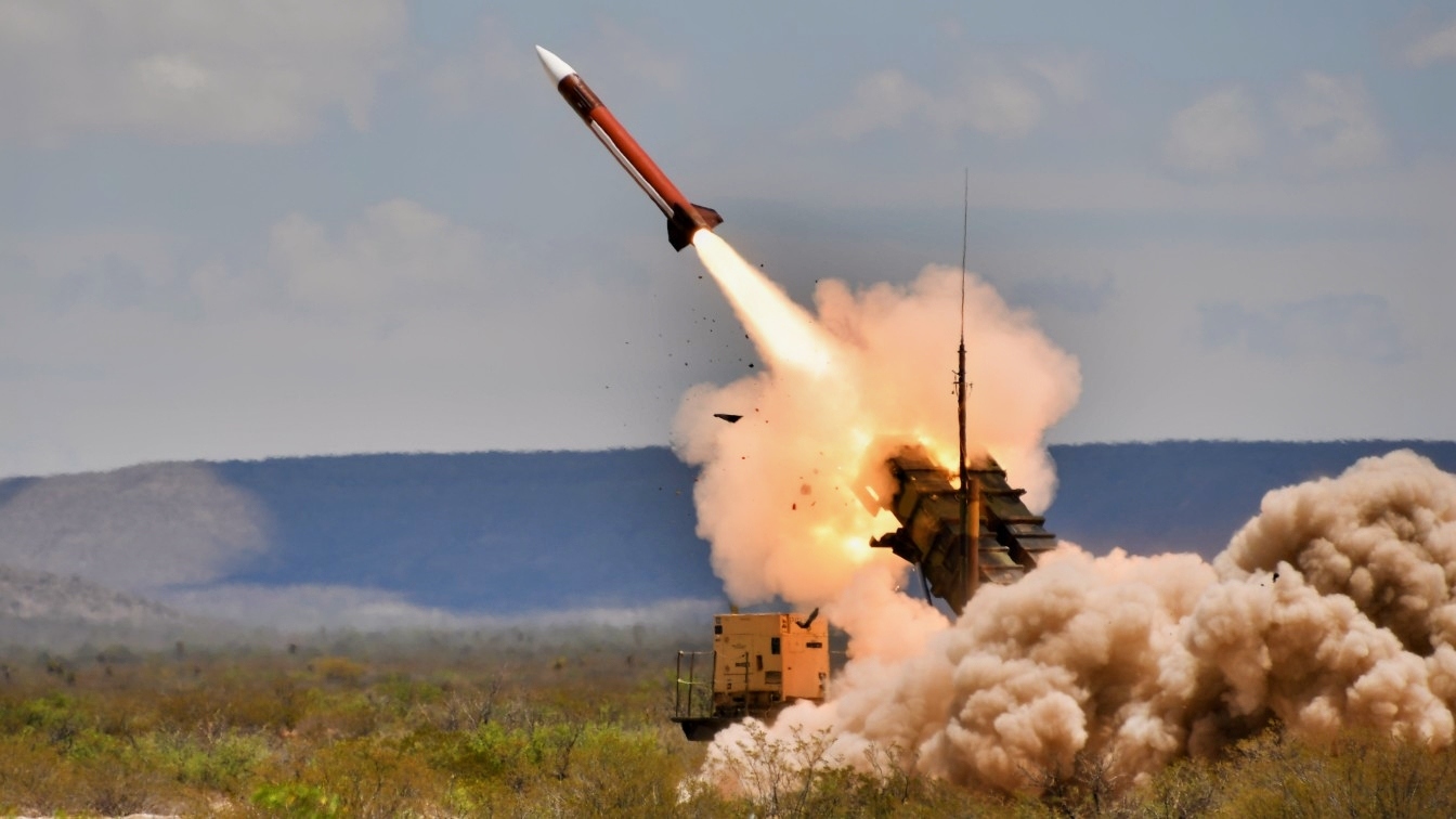A MIM-104 Patriot Surface-to-Air Missile System assigned to the Fort Bliss, Texas-based 11th Air Defense Artillery Brigade fires as part of a bi-lateral live-fire exercise with military members from the Royal Netherlands Ground-based Air Defense Command at McGregor Range, N.M., May 11, 2024. The Patriot Missile System is a highly mobile air defense guided missile system designed to engage and intercept any aerial threats whether it be aircraft or tactical ballistic missiles under any weather conditions and in natural or induced environments. The command showcased its capabilities firing interceptors at simulated drone targets during the training event working with Dutch Allies.