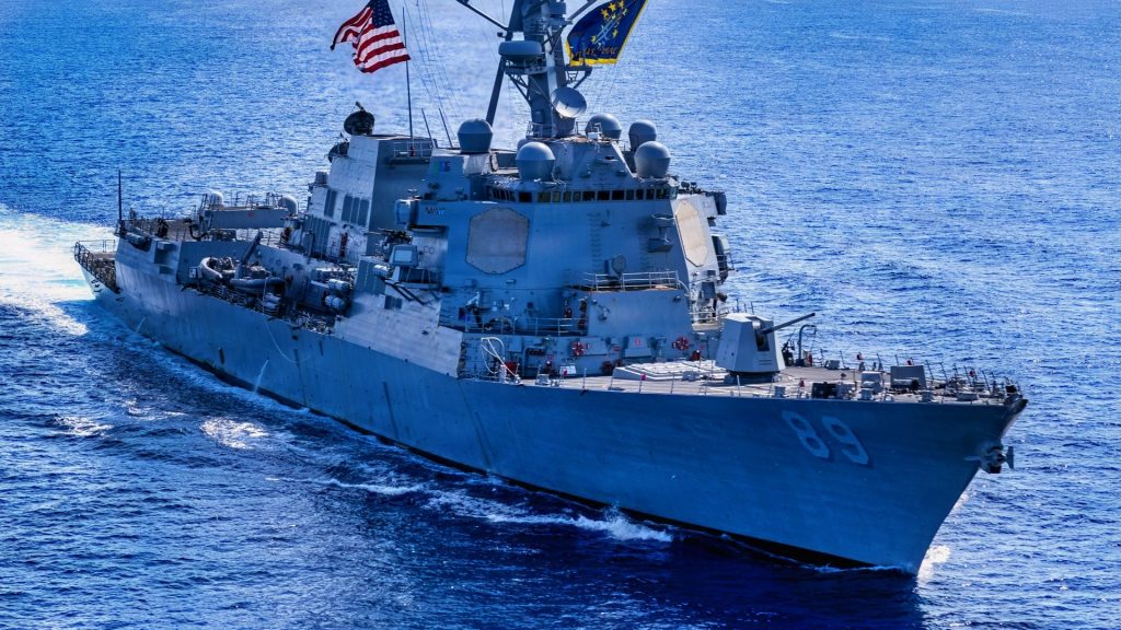 U.S. Navy Arleigh Burke-class guided-missile destroyer USS Mustin (DDG 89) steams in the Indian Ocean, July 2, 2026. Mustin is forward-deployed and assigned to Destroyer Squadron (DESRON) 15, the Navy’s largest DESRON and U.S. 7th Fleet’s principal surface force. U.S. 7th Fleet, the Navy’s largest forward-deployed numbered fleet, routinely interacts and operates with allies and partners in preserving a free and open Indo-Pacific. (U.S. Navy photo by Mass Communication Specialist 2nd Class Timothy Dimal)