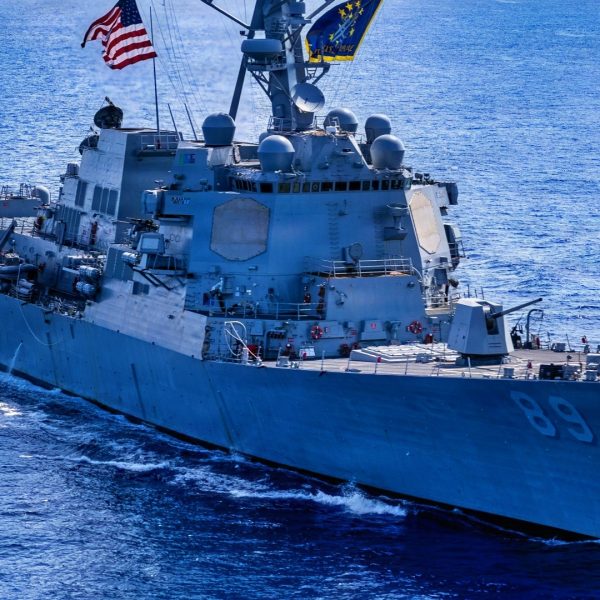 U.S. Navy Arleigh Burke-class guided-missile destroyer USS Mustin (DDG 89) steams in the Indian Ocean, July 2, 2026. Mustin is forward-deployed and assigned to Destroyer Squadron (DESRON) 15, the Navy’s largest DESRON and U.S. 7th Fleet’s principal surface force. U.S. 7th Fleet, the Navy’s largest forward-deployed numbered fleet, routinely interacts and operates with allies and partners in preserving a free and open Indo-Pacific. (U.S. Navy photo by Mass Communication Specialist 2nd Class Timothy Dimal)