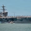 Nimitz-class aircraft carrier USS Theodore Roosevelt (CVN 71) arrives at Joint Base Pearl Harbor-Hickam, Hawaii, to participate in Exercise Rim of the Pacific 2026, June 23, 2026. Thirty-one nations, more than 36 surface ships, 5 submarines, 15 national land forces, more than 206 aircraft and 25,000 personnel are participating in RIMPAC in and around the Hawaiian Islands, June 24 to July 31. The world's largest international maritime exercise, RIMPAC provides a unique training opportunity while fostering and sustaining cooperative relationships among participants critical to ensuring the safety of sea lanes and security on the world's oceans. RIMPAC 2026 is the 30th exercise in the series that began in 1971. (U.S. Navy photo by Mass Communication Specialist 1st Class Erik Melgar)