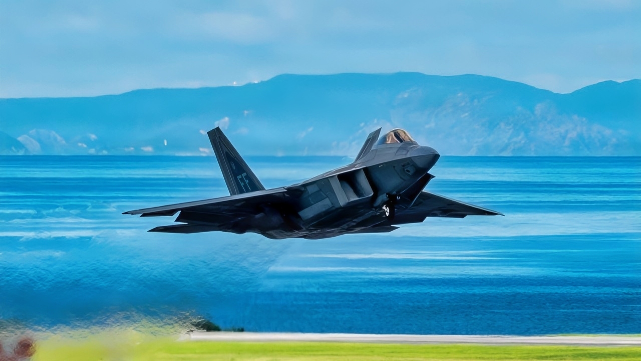A U.S. Air Force F-22 Raptor assigned to the 27th Expeditionary Fighter Squadron, deployed to Kadena Air Base, takes off during readiness exercise BB26-1 at Kadena Air Base, Japan, Aug. 3, 2026. Exercises and operations incorporating agile combat employment concepts ensure forward-deployed forces in the Indo-Pacific are ready to protect and defend the United States, allied and partner interests at a moment’s notice. (U.S. Air Force photo by Senior Airman Violette Hosack) 18 WG/PA