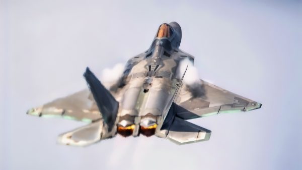 U.S. Air Force Maj. Paul Lopez, F-22 Demo Team commander, performs an aerial demonstration during the Thunder over Georgia Air Show at Robins Air Force Base, Sept. 28, 2019. Founded in 2007, the F-22 Raptor Demo Team showcases the unique capabilities of the world's premier 5th-generation fighter aircraft. (U.S. Air Force photo by 2nd Lt. Sam Eckholm)