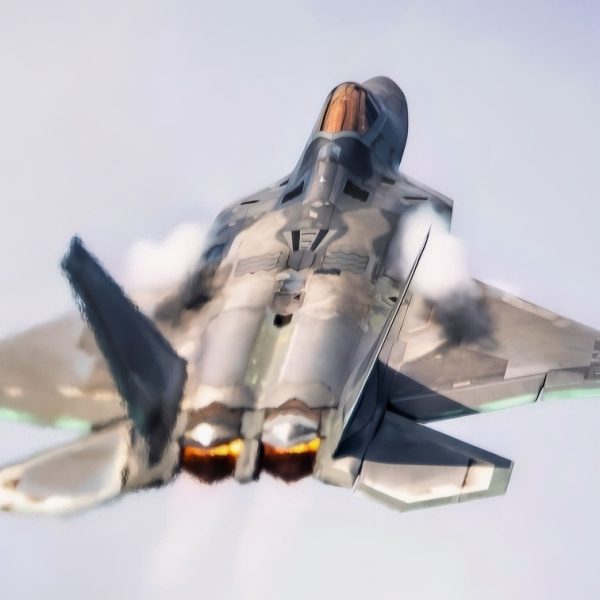 U.S. Air Force Maj. Paul Lopez, F-22 Demo Team commander, performs an aerial demonstration during the Thunder over Georgia Air Show at Robins Air Force Base, Sept. 28, 2019. Founded in 2007, the F-22 Raptor Demo Team showcases the unique capabilities of the world's premier 5th-generation fighter aircraft. (U.S. Air Force photo by 2nd Lt. Sam Eckholm)