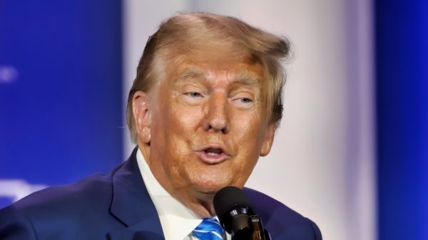 Former President of the United States Donald Trump speaking with attendees at the Republican Jewish Coalition's 2023 Annual Leadership Summit at the Venetian Convention & Expo Center in Las Vegas, Nevada