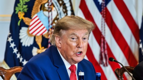President Donald J. Trump, flanked by Secretary of State Marco Rubio and Secretary of Interior Doug Burgum, attends a roundtable for the American mining industry, Friday, August 7, 2026, at the U.S. Department of State in Washington, D.C. (Official White House Photo by Joyce N. Boghosian)
