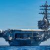 USS Ronald Reagan (CVN 76) steams in the Pacific Ocean, Oct. 4, 2026. The Nimitz-class aircraft carrier Ronald Reagan is underway conducting routine training in U.S. 3rd Fleet area of operations. (U.S. Navy photo by Mass Communication Specialist 2nd Class Jaron Wills)