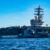 USS Ronald Reagan (CVN 76) steams in the Pacific Ocean, Oct. 4, 2026. The Nimitz-class aircraft carrier Ronald Reagan is underway conducting routine training in U.S. 3rd Fleet area of operations. (U.S. Navy photo by Mass Communication Specialist 2nd Class Jaron Wills)